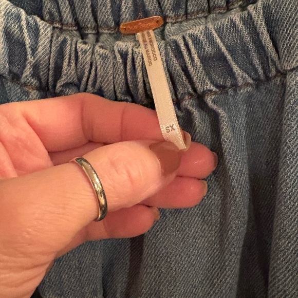 Free People Square Neck Tiered Denim Dress - Picture 2 of 7